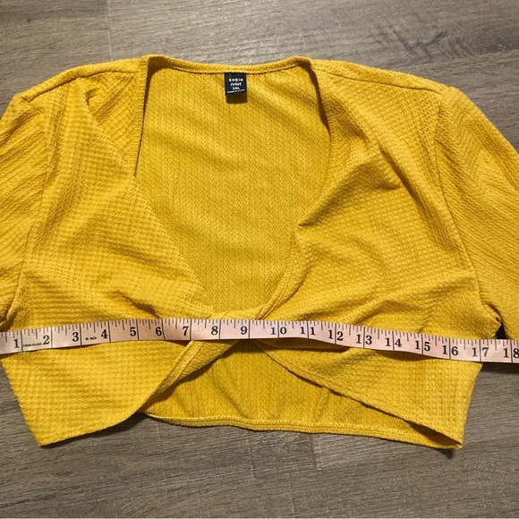 Shein Yellow Crop Top Shrug 1X and Long Slit Skirt 3X Set NWOT (fits 14 16 18) - Picture 12 of 13